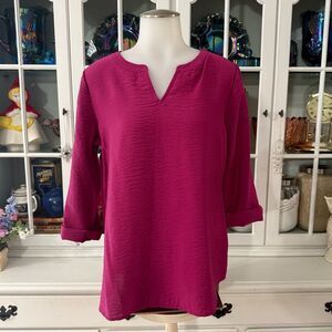 Van Heusen Women's Pink V-Neck Top Blouse Size XS